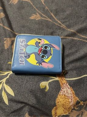 Disney Stitch Blue Pink Yellow Zip Wallet